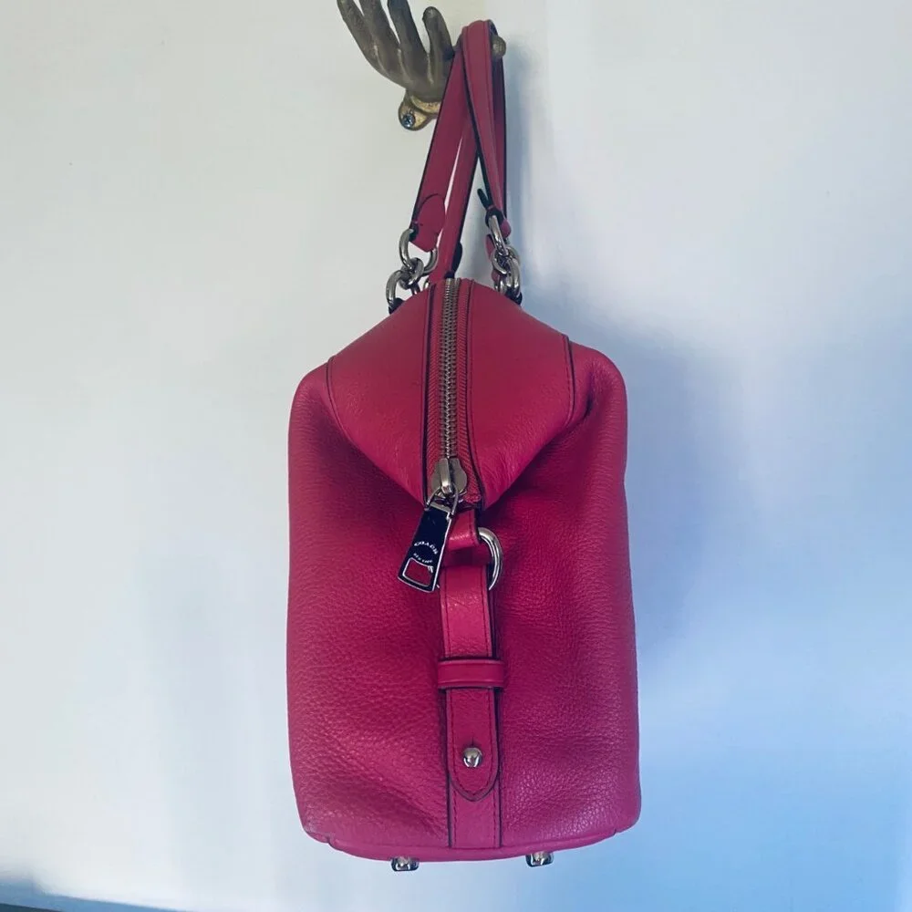 Coach Fuchsia Pink Pebbled Leather Lenox Tote Bag With Detachable Strap - Picture 14 of 16